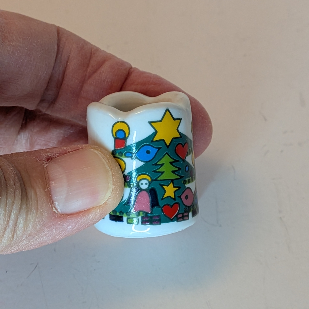 Vintage Miniature Ceramic Candle Holder Festive Christmas Tree W. Germany